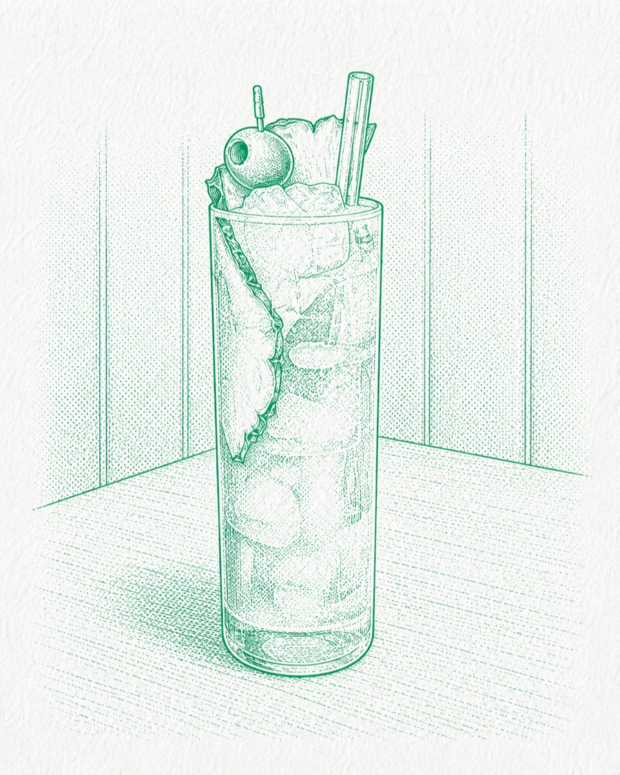 Sketch of the Olive Colada cocktail